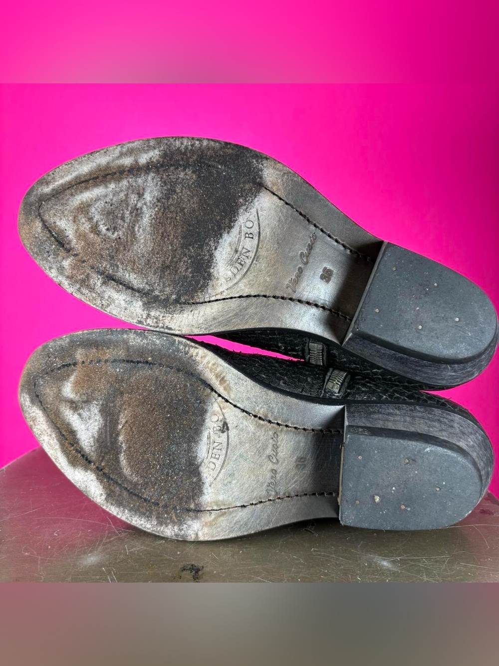 Golden Goose Young Python Embossed Black Leather Metal Toe Ankle Boot EU 36 - Picture 7 of 8
